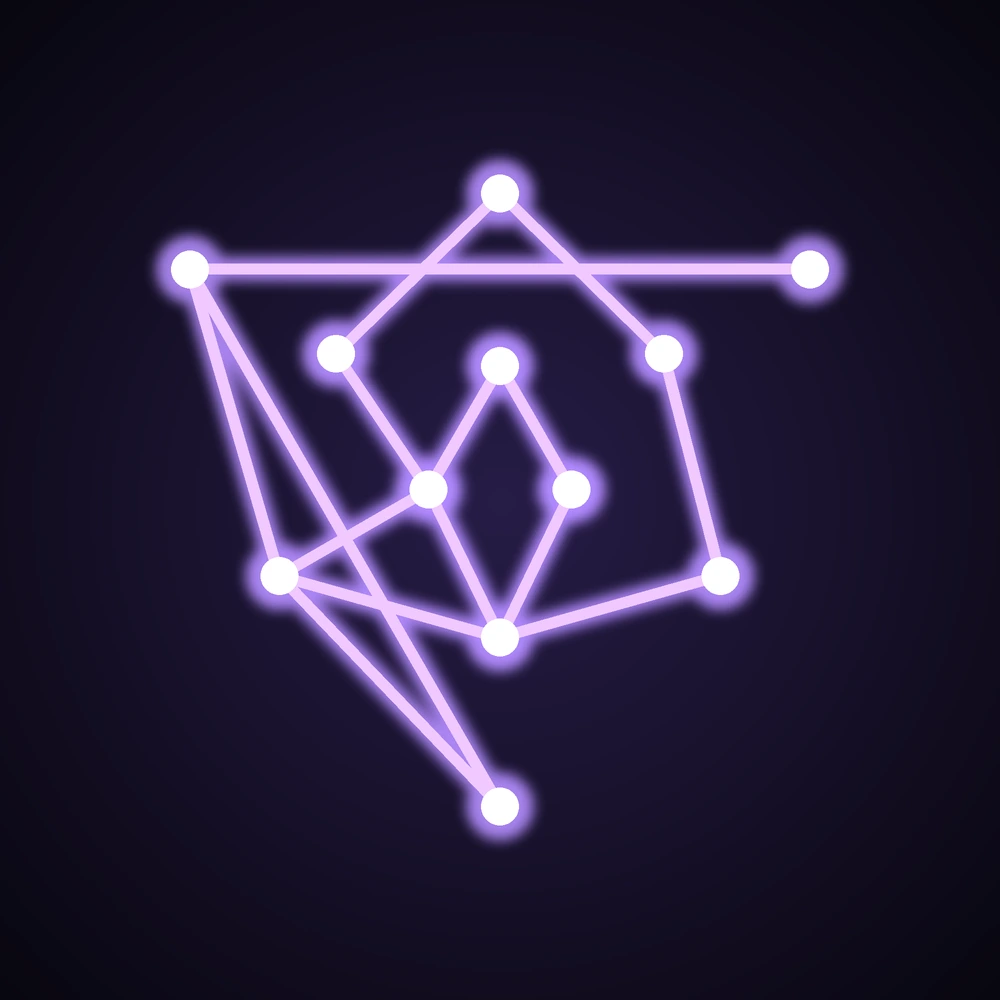 A Starwalk level: a solid-like network of violet connections